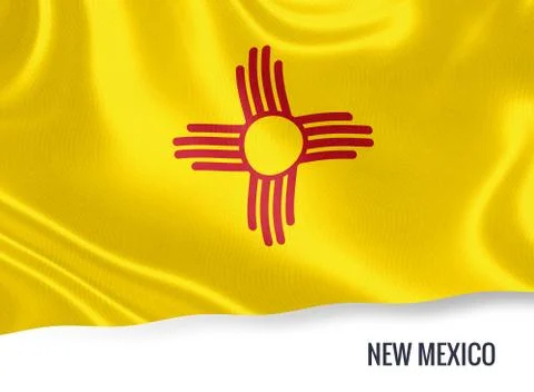 Flag of U.S. state New Mexico waving on an isolated white background. Stock Illustration