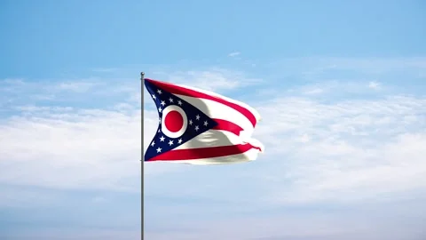 Flag US state Ohio waving in the wind. Stock-Footage 322521107