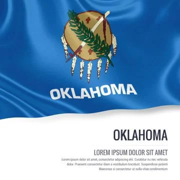 Flag of U.S. state Oklahoma waving on an isolated white background. State n.. Stock Illustration