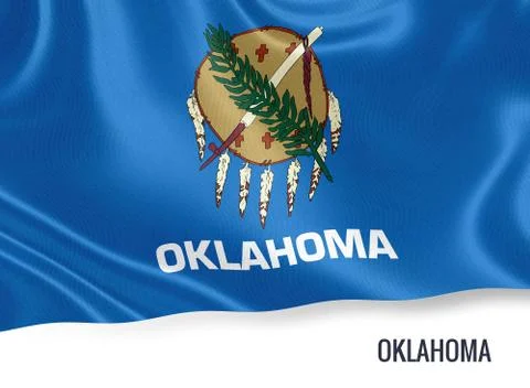 Flag of U.S. state Oklahoma waving on an isolated white background. Stock Illustration