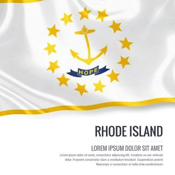 Flag of U.S. state Rhode Island waving on an isolated white background. Sta.. Stock Illustration