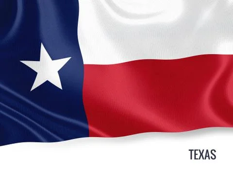 Flag of U.S. state Texas waving on an isolated white background. Stock Illustration
