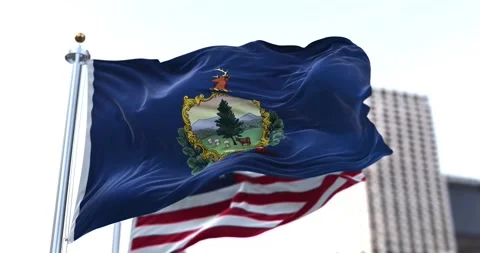 The flag of the US state of Vermont waving in the wind Stock Footage 168488560