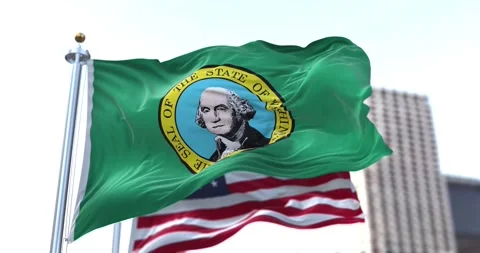 The flag of the US state of Washington waving in the wind 库存影片 169249911
