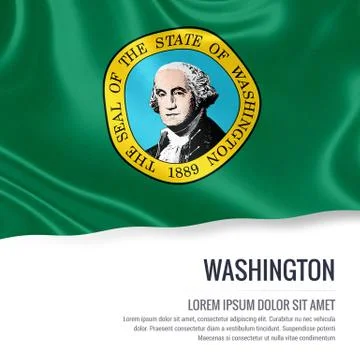 Flag of U.S. state Washington waving on an isolated white background. State.. Stock Illustration