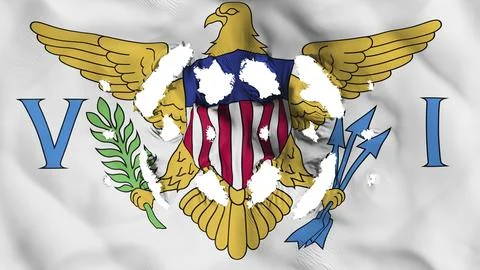 Flag of the US Virgin Islands with small holes, white background, 3d rendering Stock Illustration