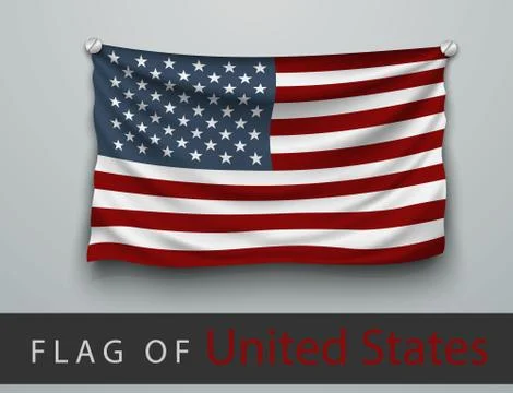FLAG OF USA battered, hung on the wall, screwed screws Stock Illustration
