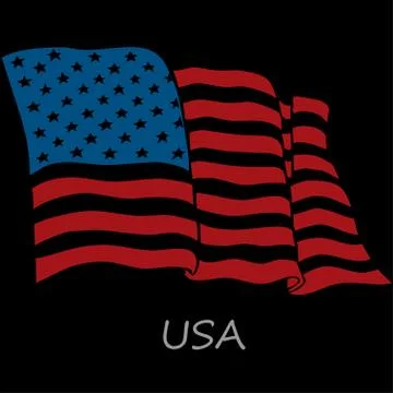 Flag of the USA on a black background Stock Illustration