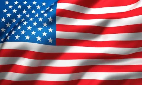 Flag of USA blowing in the wind Stock Illustration