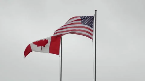 FLAG USA CANADA Video stock 193122803