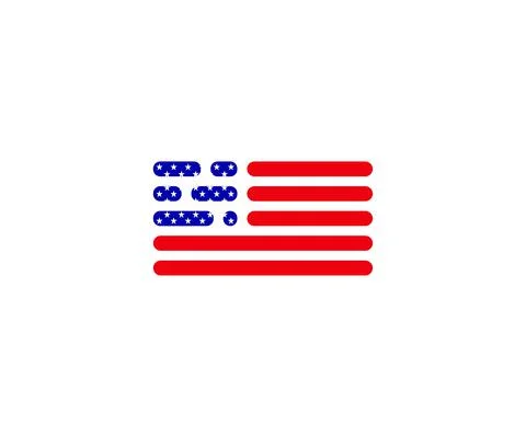 Flag usa in code style. White isolated background. Vector Stock Illustration