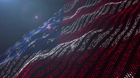 The flag of the USA. A flag consisting of dots. Graphics. Colors of the flag. Stock Footage 247449815
