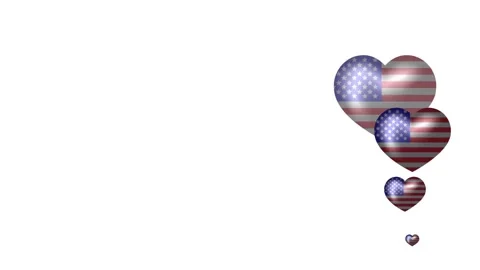 Flag of USA in heart shape. Flying hearts one by one. Animation. Stock Footage 149490272