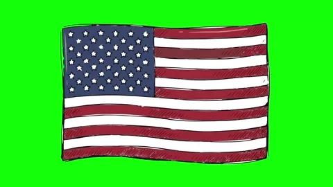 Flag usa line boil effect animation Stock Footage 340016417