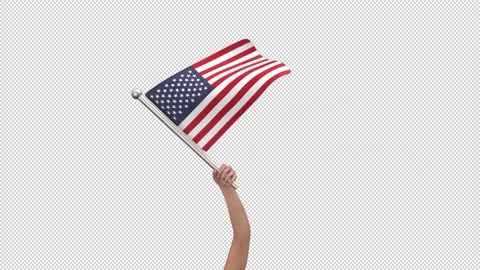 Flag of USA waving in hand - 3d render looped with alpha channel. Stock Footage 242570596
