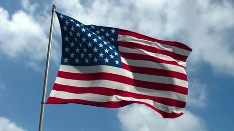 Flag of USA - Waving Over Time Lapsee Sky Stock Footage 89170962