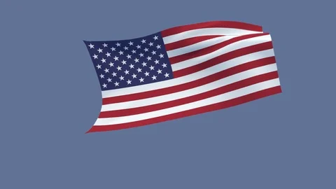 Flag of USA waving in the wind, loopable and with alpha channel embedded Stock Footage