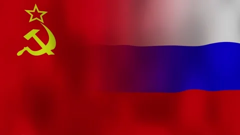 Flag of the USSR combined with the flag of Russia. USSR 2.0 concept Stock Footage