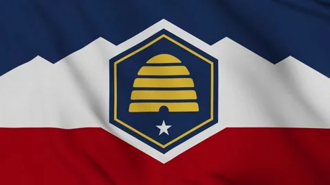 Flag of Utah – 4K Seamless Loop of The Beehive State's Banner Stock Footage 309487189