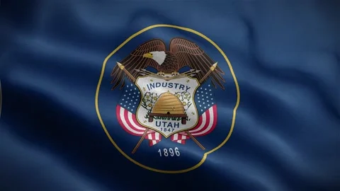 Flag of Utah fluttering in the wind. Animation 4k Video stock 227556838