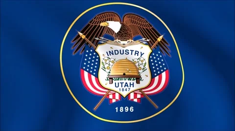 Flag of Utah with gold embossed Stock Footage 64876088