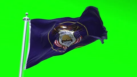 Flag of Utah US State waving flag animation on a green screen Stock Footage 296869540
