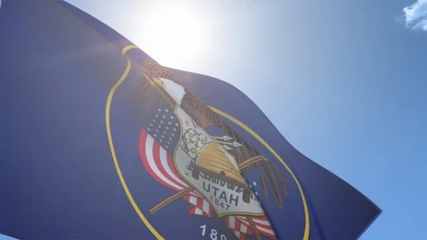 Flag of Utah Waving in the Wind Stock Footage 118421677