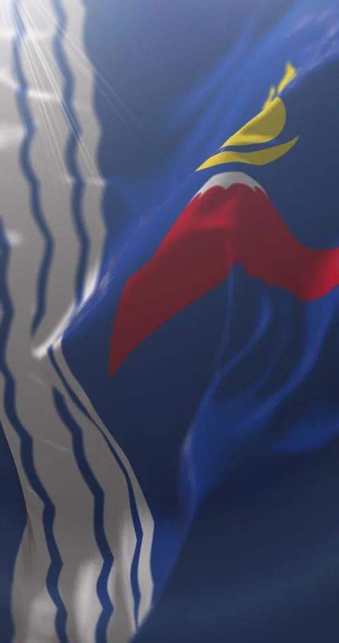 Flag of Uvs Province, Mongolia. Loop. 4K Vertical Stock Footage 318709173