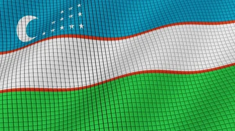 The flag of Uzbekistan is developing waves. Looped. Full HD 1080. Video stock 55158802