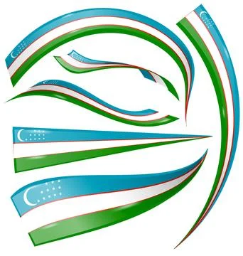 Flag of Uzbekistan. Flag set. vector illustration Illustrazione stock