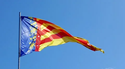 The Flag of Valencia, Spain Stock Footage 55865032