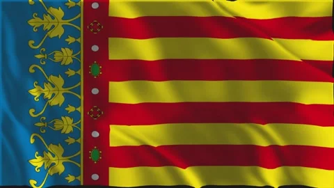 Flag of Valencia waving slowly Stock Footage 341688789