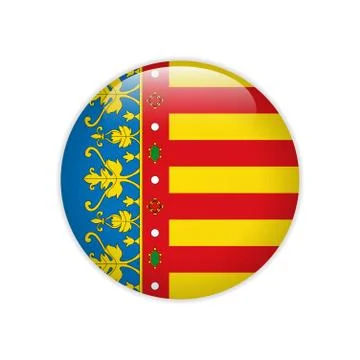 Flag of Valencian Community button Illustrazione stock