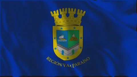 Flag of Valparaíso waving slowly Stock Footage 341609572