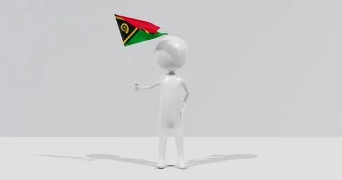 Flag of Vanuatu. 3D Character holding and waving flag 4K UHD 60FPS Video stock 228563746