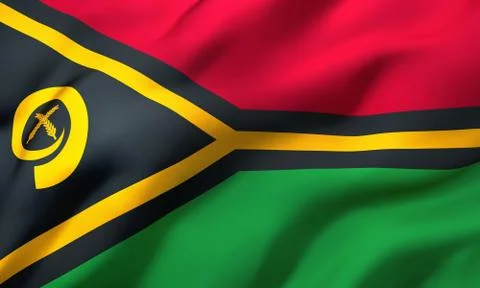 Flag of Vanuatu blowing in the wind Stock Illustration