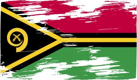 Flag of Vanuatu with old texture. Vector Illustrazione stock