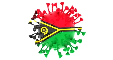 Flag of Vanuatu on Seamless looping 3D animation of the covid-19 Corona Virus Stock Footage 167739173