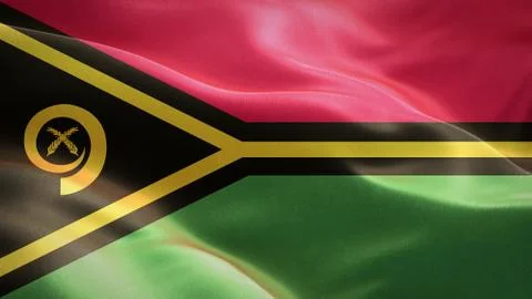 Flag of Vanuatu waving in the wind. 3D Waving flag design. Stock Illustration