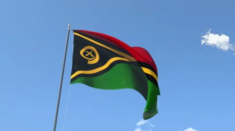 The flag of Vanuatu Waving on the Wind. Stock Footage 50554562