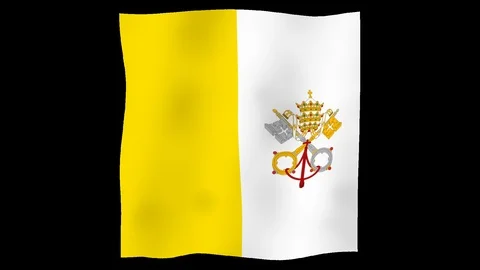 Flag of Vatican, 60 fps, slow motion, lopped, alpha channel Stock Footage 100020046