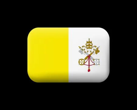 Flag of Vatican City. Matted Vector Icon and Button. Rectangular Shape Stock Illustration