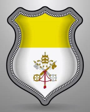 Flag of Vatican City. Vector Badge and Icon Stock Illustration