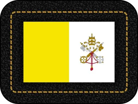 Flag of Vatican City. Vector Icon on Black Leather Backdrop Stock Illustration