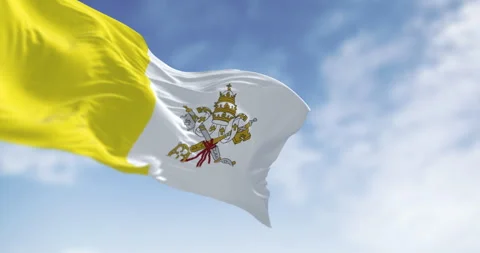 Flag of Vatican City waving in the wind on a clear day Stock-Footage 309056701
