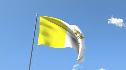 The flag of Vatican Waving on the Wind. Video stock 40986084