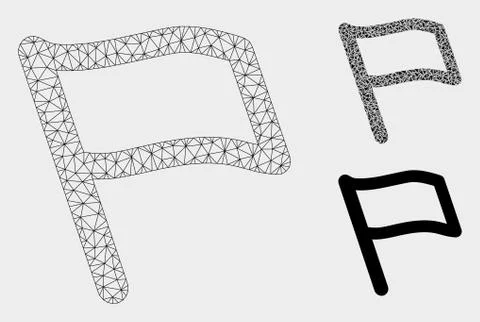 Flag Vector Mesh 2D Model and Triangle Mosaic Icon Stock Illustration