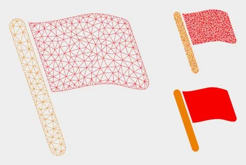 Flag Vector Mesh Network Model and Triangle Mosaic Icon Stock Illustration