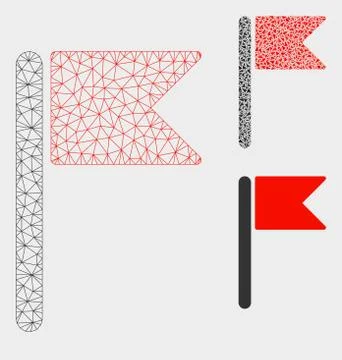 Flag Vector Mesh Network Model and Triangle Mosaic Icon Stock Illustration