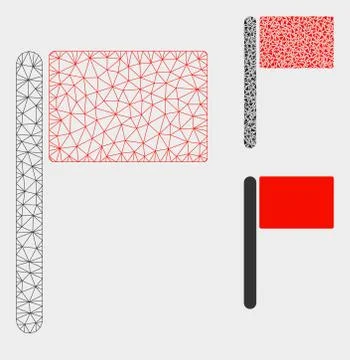 Flag Vector Mesh Wire Frame Model and Triangle Mosaic Icon Stock Illustration